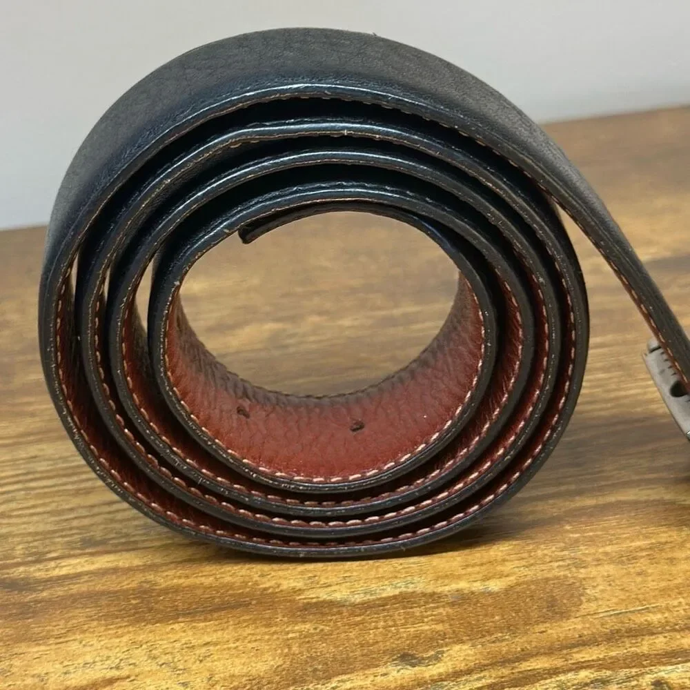 Mens Reversible Leather Black Brown Belt‎ Made in Italy 10683